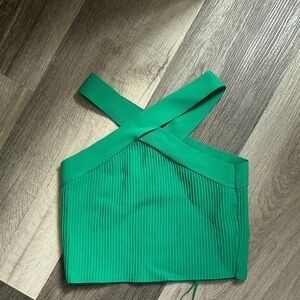 Sincerely Jules Vibrant Green Cross-Strap Crop Top